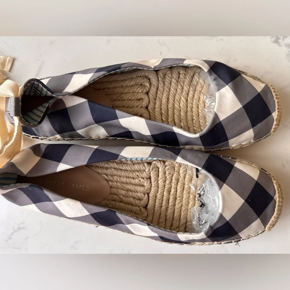 DRAPER JAMES Georgia Espadrilles in Navy Gingham size 8